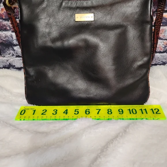 Vintage Brahmin Julie Smooth Black Brown  Leather Handbag Shoulder Bag Purse - Picture 3 of 16